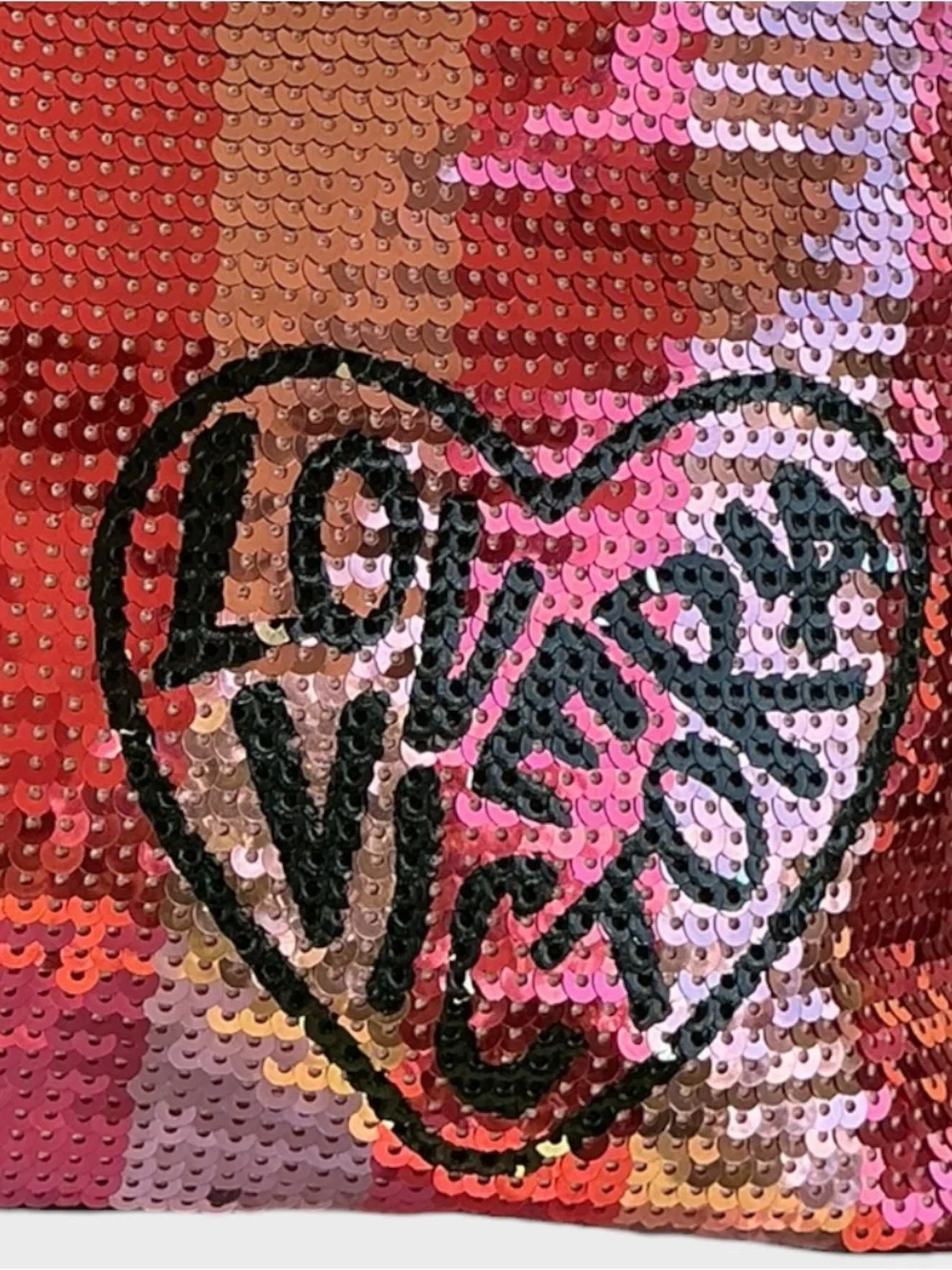 Victoria’s Secret Sequin Cosmetic Bag Love Pink Zipper Pouch Clutch